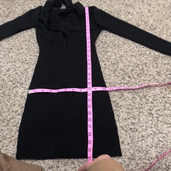 NWOT Atoir Rae Dress Size US 2 Black Ribbed Cut Out Mini Sweaterdress