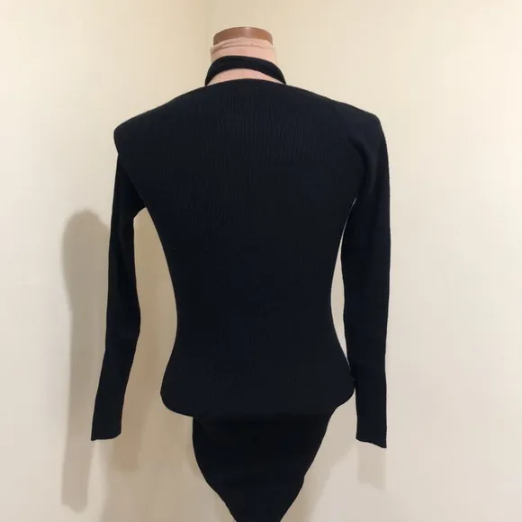 NWOT Atoir Rae Dress Size US 2 Black Ribbed Cut Out Mini Sweaterdress