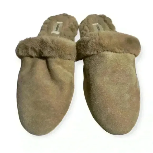 NWOT Birdies The Songbird Biscotti women’s Faux Fur Suede Slide Slippers sz 5.5