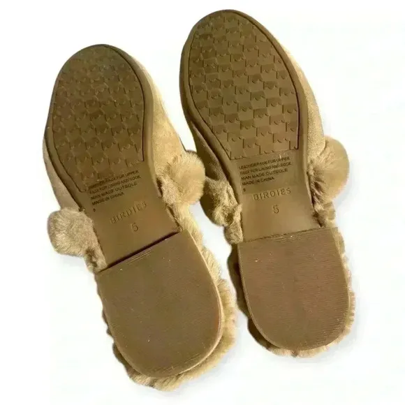 NWOT Birdies The Songbird Biscotti women’s Faux Fur Suede Slide Slippers sz 5.5