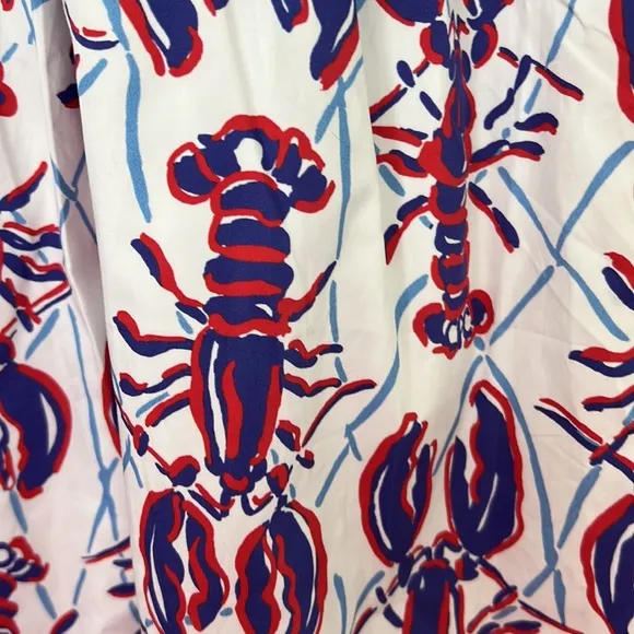 NWOT Classic Prep Clothing CPC Patriotic Red White &amp; Blue Lobster Dress size 14