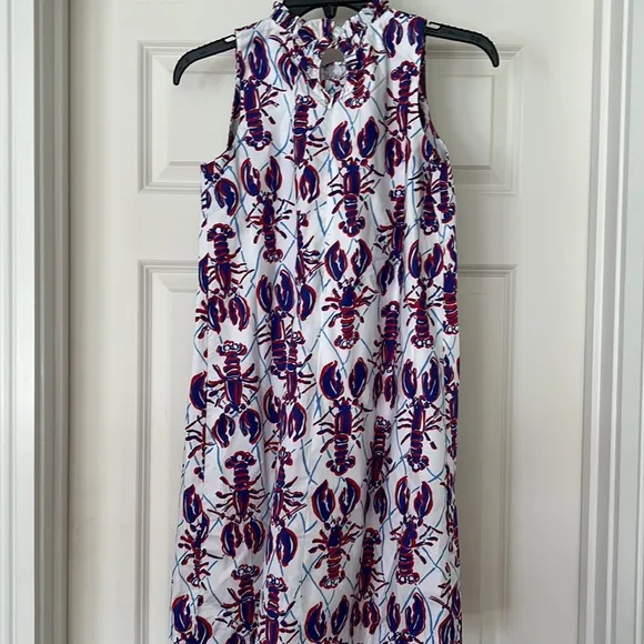 NWOT Classic Prep Clothing CPC Patriotic Red White &amp; Blue Lobster Dress size 14