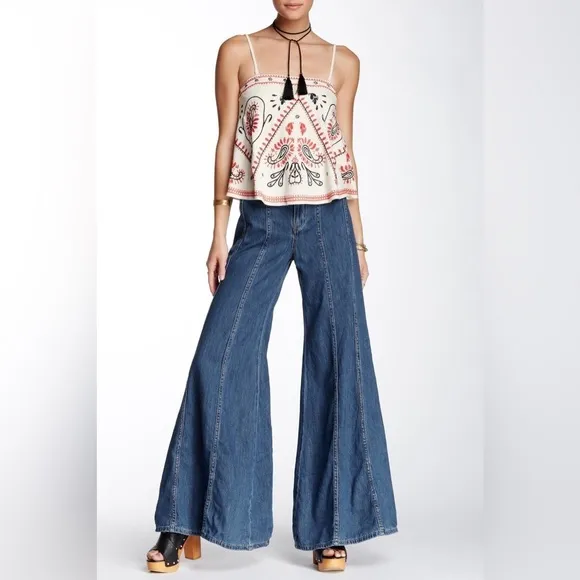 NWOT Free People Gilmore Wide Leg Denim Jeans