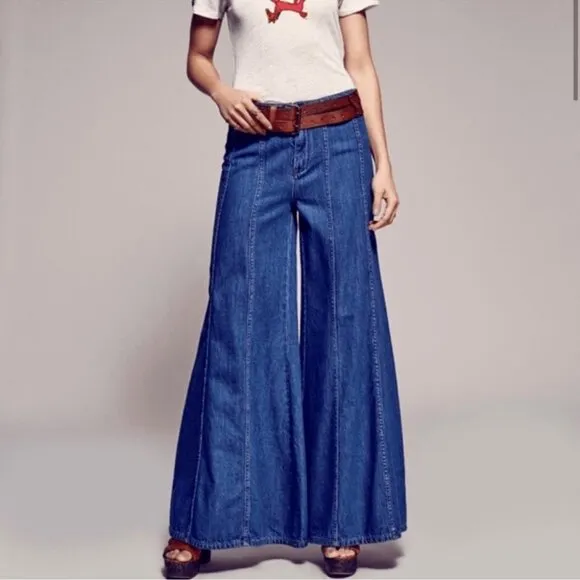NWOT Free People Gilmore Wide Leg Denim Jeans