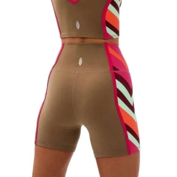 NWOT Free People Never Better Colorblock Bike Short In Moonrock Combo