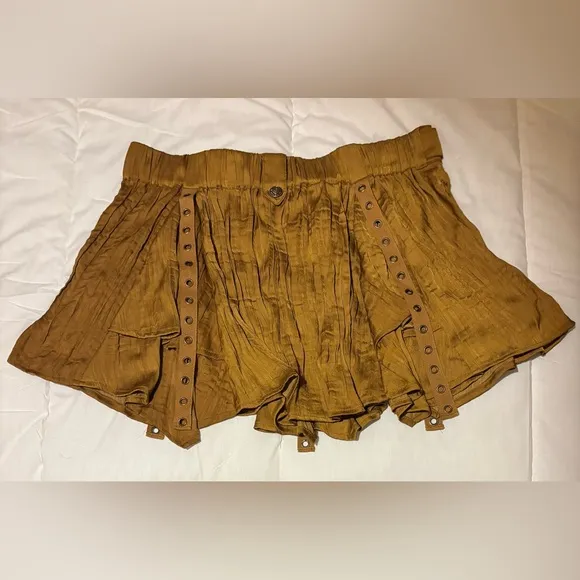 NWOT Free People Rue Mini Skirt, Golden Brown, Sz. Med