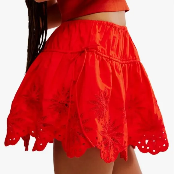 NWOT Free People Wildest Dreams Mini Skirt in  Fiery Red