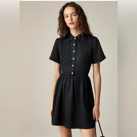 NWOT J Crew Classic Black Button-Up Dress size 10