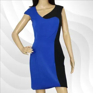 NWOT Jay Godfrey Blue &amp; Black Sleeveless Dress Size 2 | Chic &amp; Modern