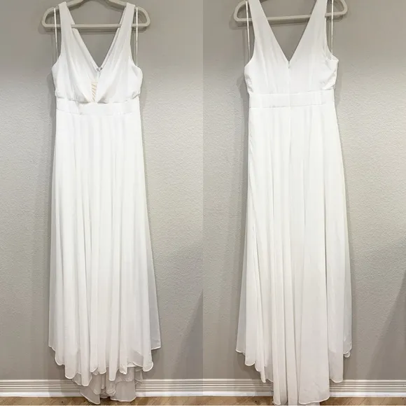 NWOT Lulus Modern Day Romance White Sleeveless Plunge Maxi Dress