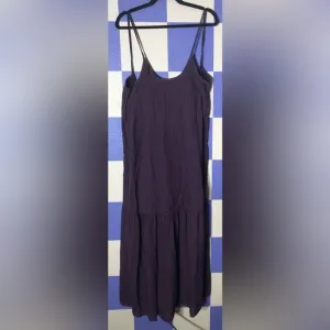 NWOT Modern Citizen Open Back Tiered Hem Seersucker Midi Dress in Black Cherry