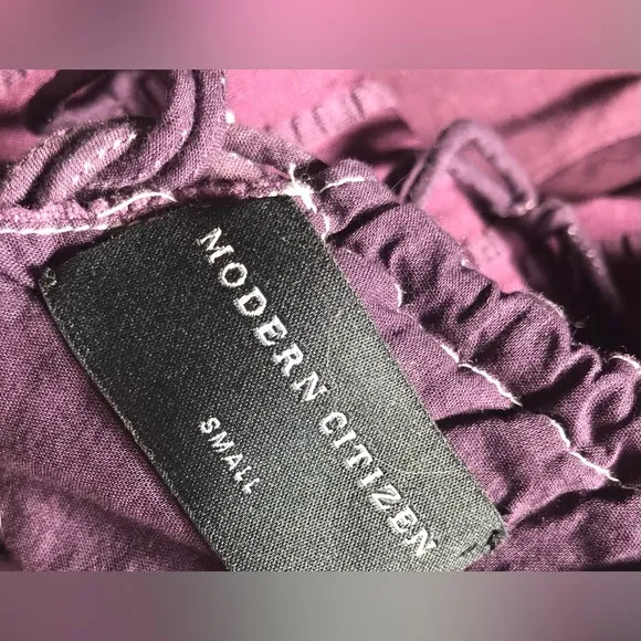 NWOT Modern Citizen Open Back Tiered Hem Seersucker Midi Dress in Black Cherry