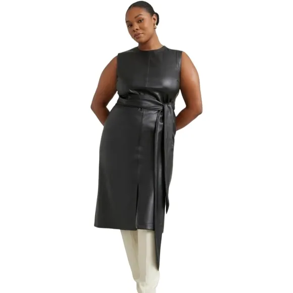 NWOT Modern Citizen Pilar Vegan Leather Tie Front Dress Sizes 3X