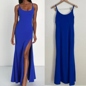 NWOT Modern Sensation Royal Blue Scoop Neck Mermaid Maxi Dress