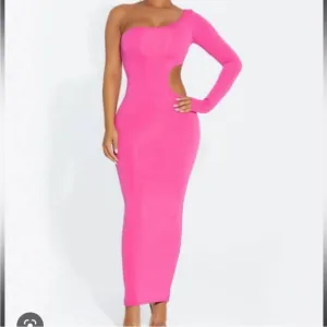 NWOT NAKED WARDROBE Hot Pink Cut Out Bodycon Maxi Dress  Size XL