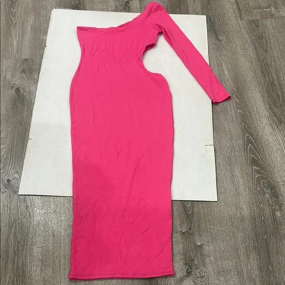 NWOT NAKED WARDROBE Hot Pink Cut Out Bodycon Maxi Dress  Size XL