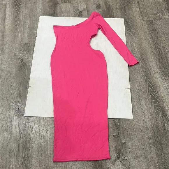 NWOT NAKED WARDROBE Hot Pink Cut Out Bodycon Maxi Dress  Size XL