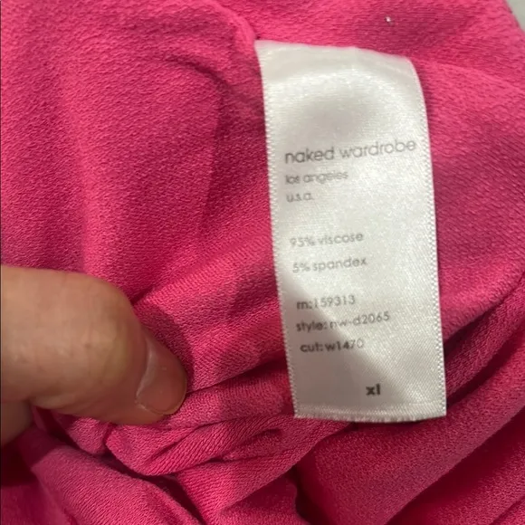 NWOT NAKED WARDROBE Hot Pink Cut Out Bodycon Maxi Dress  Size XL