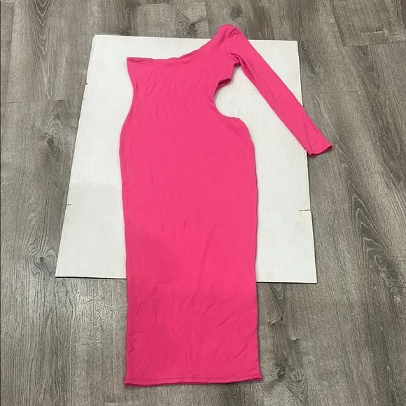 NWOT NAKED WARDROBE Hot Pink Cut Out Bodycon Maxi Dress  Size XL