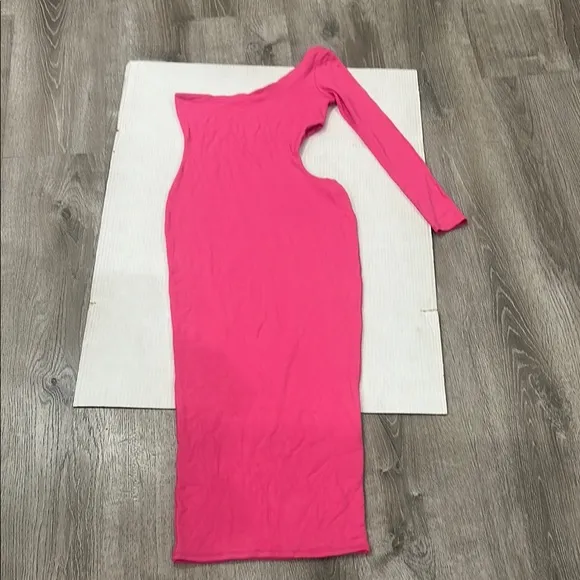 NWOT NAKED WARDROBE Hot Pink Cut Out Bodycon Maxi Dress  Size XL