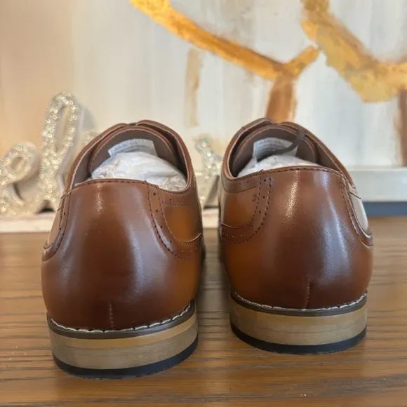 NWOT Stacy Adam’s David Men’s Classic Brown Leather Oxford Dress Shoes-size 6.5