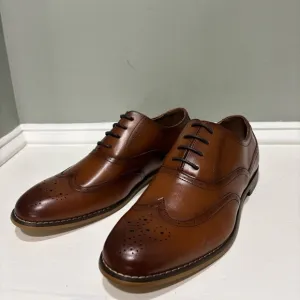 NWOT Stacy Adam’s David Men’s Classic Brown Leather Oxford Dress Shoes-size 6.5