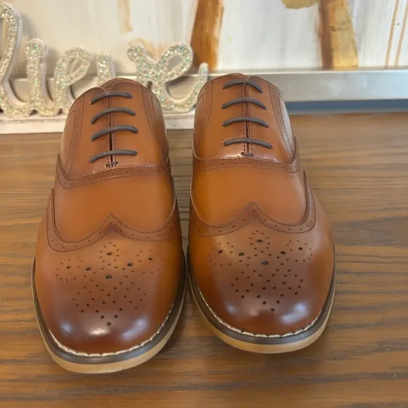 NWOT Stacy Adam’s David Men’s Classic Brown Leather Oxford Dress Shoes-size 6.5