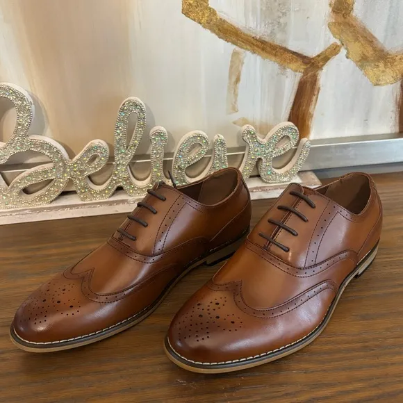NWOT Stacy Adam’s David Men’s Classic Brown Leather Oxford Dress Shoes-size 6.5