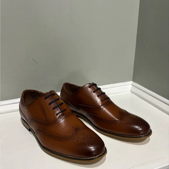 NWOT Stacy Adam’s David Men’s Classic Brown Leather Oxford Dress Shoes-size 6.5
