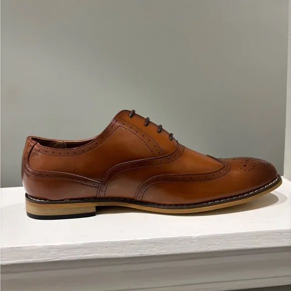 NWOT Stacy Adam’s David Men’s Classic Brown Leather Oxford Dress Shoes-size 6.5