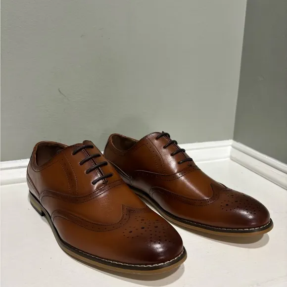 NWOT Stacy Adam’s David Men’s Classic Brown Leather Oxford Dress Shoes-size 6.5