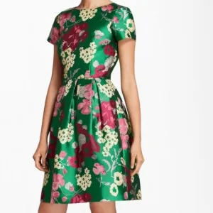 NWT-2-Brooks Brothers Red Fleece Floral Jacquard Dress