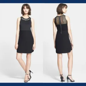 NWT $450 Rebecca‎ Taylor Modern Embellished Mesh Back Mod Dress [ SZ 2 ]