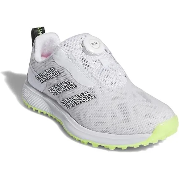 NWT Adidas Girls Spikeless Golf Shoes - White/Black/Lemon, Size 5 Kids