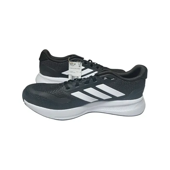 NWT adidas Men's Run Falcon 5 Sneaker, Black/White/Black, 10.5 W