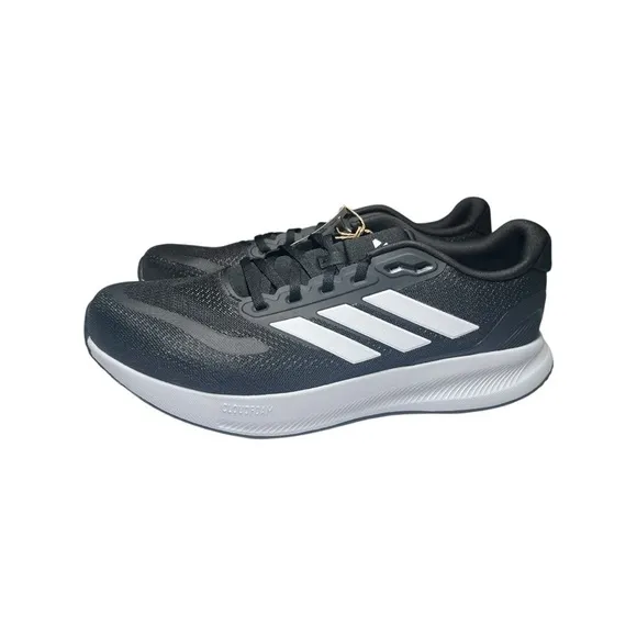 NWT adidas Men's Run Falcon 5 Sneaker, Black/White/Black, 10.5 W