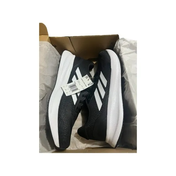 NWT adidas Men's Run Falcon 5 Sneaker, Black/White/Black, 10.5 W