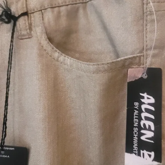 NWT Allen B. By Allen Schwartz Metallic Gold Denim Pants Jeans