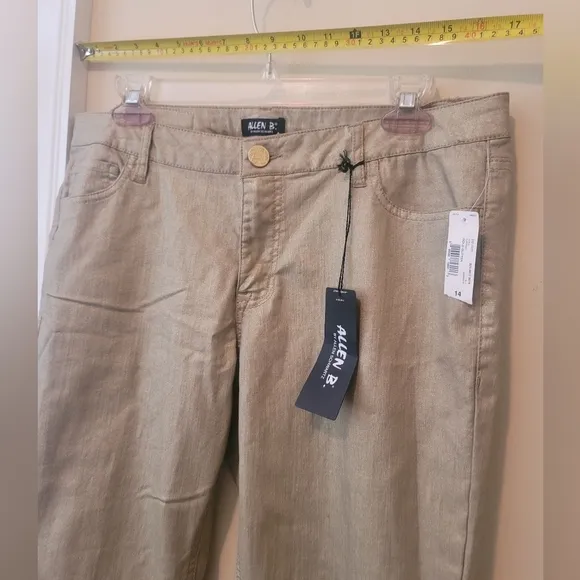 NWT Allen B. By Allen Schwartz Metallic Gold Denim Pants Jeans