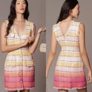 NWT ANTHROPOLOGIE- Maeve Sleeveless Tweed Mini Dress Colorful Classic