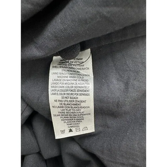 NWT Anthropologie Modern Belted Column Dress XS Black Linen Blend Open Back Midi