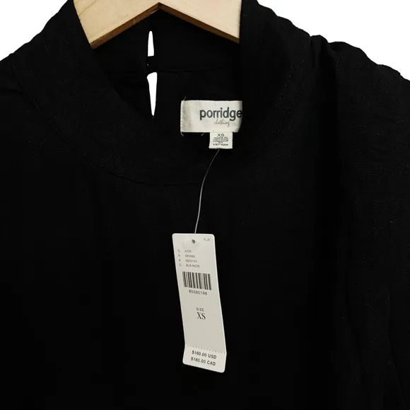 NWT Anthropologie Porridge Modern Belted Column Midi Dress Black
