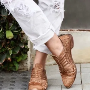 NWT Bed Stu LAS CRUCES Huarache Sandals in Teak Lux Rustic Leather *Mexico*