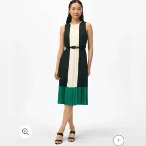NWT BROOKS BROTHERS Elegant Black, White, and Green Sleeveless Dress, size 12