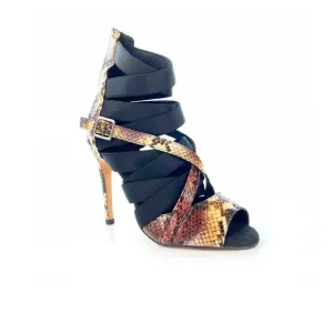NWT BURJU Stay Strapped Snake and Lycra Strappy Dance Shoes | Size 7.5