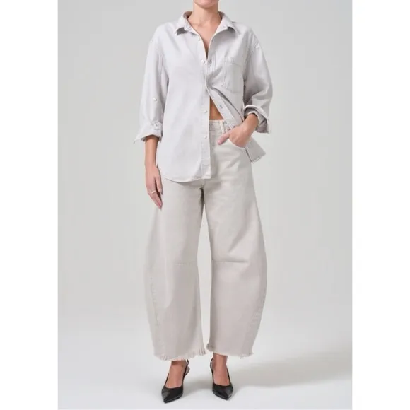 NWT Citizens of Humanity Horseshoe Jeans Barrel Denim Wide Leg in Comet Gray