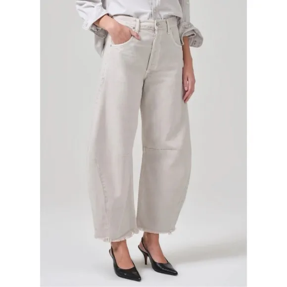 NWT Citizens of Humanity Horseshoe Jeans Barrel Denim Wide Leg in Comet Gray