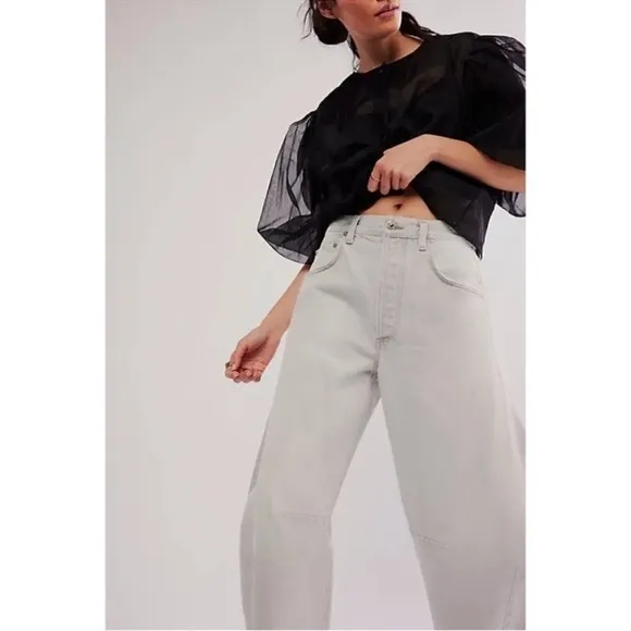 NWT Citizens of Humanity Horseshoe Jeans Barrel Denim Wide Leg in Comet Gray