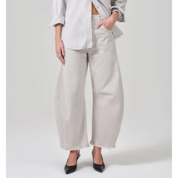 NWT Citizens of Humanity Horseshoe Jeans Barrel Denim Wide Leg in Comet Gray