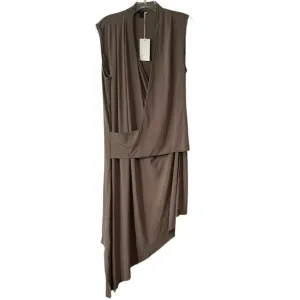 NWT COS Women's Taupe Asymmetrical Hi-Lo Sleeveless Wrap Dress in Size S